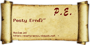 Pesty Ernő névjegykártya